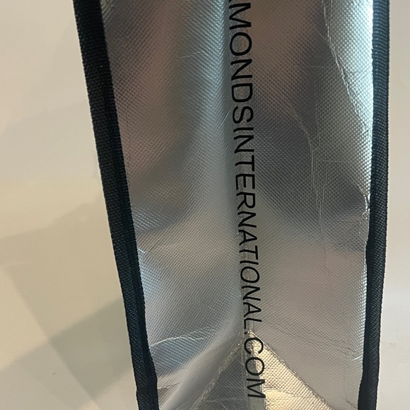 Large Diamonds International Silver and Black Tote Bag 16 x 12 x 5 - Picture 2 of 4